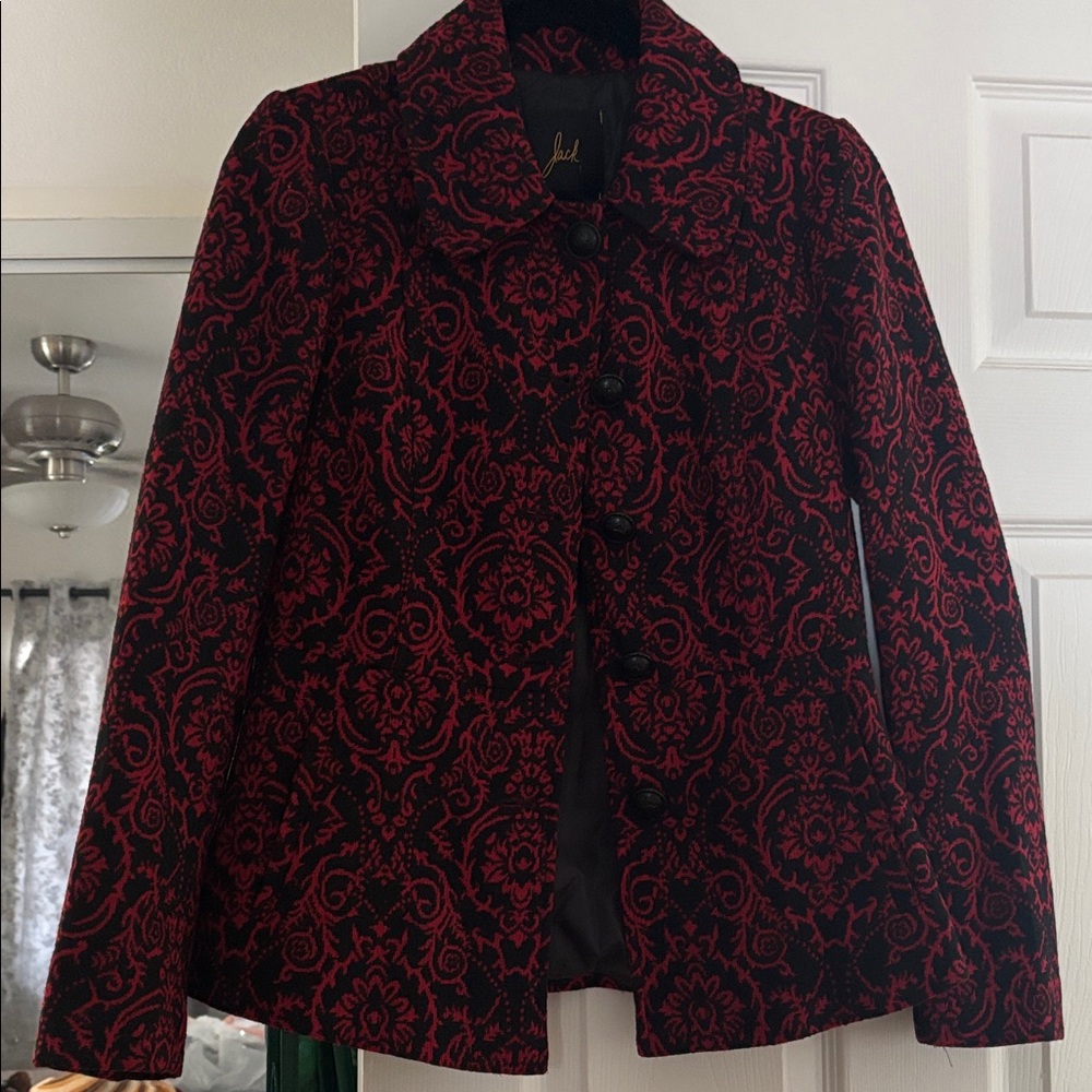 Red Jacket Black and Red Floral Blazer